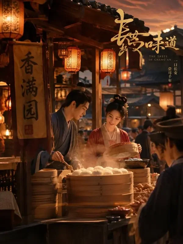 黄果短剧短剧《我在长安开了一家点心铺》古装题材封面海报